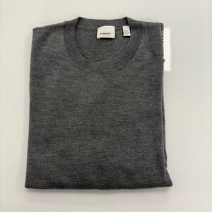 Burberry 100% Merino Wool Crewneck Sweater Gray Men’s Large